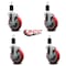 Service Caster 5'' Red Poly Swivel 1-1/2'' Expanding Stem Caster Set with Brake, 4PK SCC-EX20S514-PPUB-RED-TLB-112-4 - alternate 4